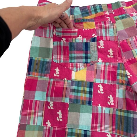 Disney Mickey Mouse Patchwork Madras Bermuda Shorts Size L - Picture 5 of 12